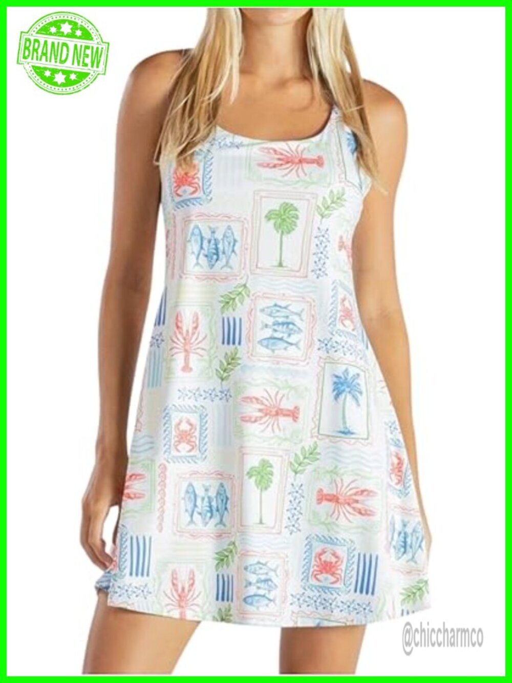 UPF 50 Tank Dress with Built-In Shelf Bra, Interior Shorts with Pockets